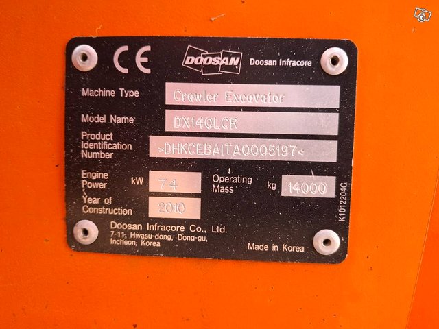 Doosan DX 140 LCR /Engcon, Rasvari, Lämmitin, 10