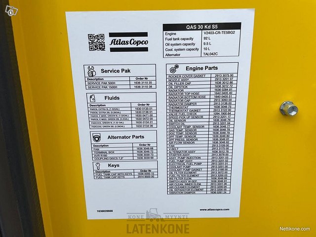 Atlas Copco QAS 30 50 Hz Generaattori StageV Vetovarustuksella 23