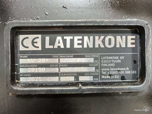 Laten Pelto-ojakauha 850L S60 13-18ton CAT-kynsillä 9