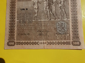 100 mk seteli v.   1939, Rahat ja mitalit, Keräily, Mynämäki, Tori.fi