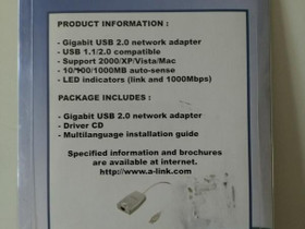 A-Link Ethernet Adapter, Muu tietotekniikka, Tietokoneet ja lisälaitteet, Espoo, Tori.fi