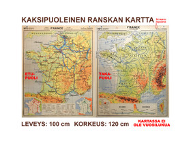 Kaksipuoleinen Ranskan Kartta 120 x 100 cm, Muu keräily, Keräily, Hyvinkää, Tori.fi