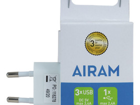 USB-latauspistoke 3-osainen IP20 Airam, Puhelintarvikkeet, Puhelimet ja tarvikkeet, Lempäälä, Tori.fi