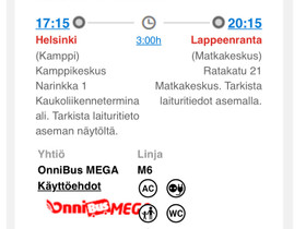 Onnibus 2.2. Helsinki-Lappeenranta, Matkat, risteilyt ja lentoliput, Matkat ja liput, Lappeenranta, Tori.fi