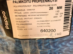 Polypropeenikysi 20mmx110m, Veneen varusteet ja varaosat, Venetarvikkeet ja veneily, Padasjoki, Tori.fi