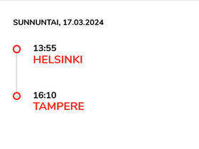 Helsinki - Tampere 17.3, Matkat, risteilyt ja lentoliput, Matkat ja liput, Oulu, Tori.fi