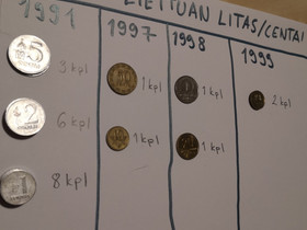 Liettuan kolikoita vuosilta 1991 - 1999, Rahat ja mitalit, Kerily, Tampere, Tori.fi