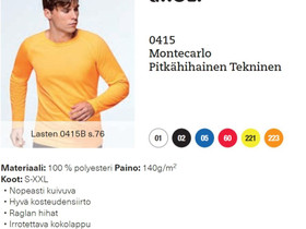 Montecarlo Pitkähihainen Tekninen, Vaatteet ja kengät, Orimattila, Tori.fi