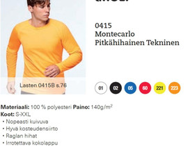 Montecarlo Pitkhihainen Tekninen sispelipaita, Vaatteet ja kengt, Perho, Tori.fi