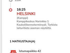 Onnibussi Kuopio- Hki  25.2., Matkat, risteilyt ja lentoliput, Matkat ja liput, Kuopio, Tori.fi