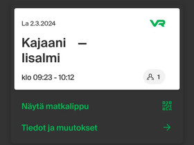 VR Junalippu Pori - Iisalmi MA 4.3 klo 12.12, Matkat, risteilyt ja lentoliput, Matkat ja liput, Sotkamo, Tori.fi