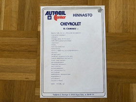 Hinnasto Chevrolet El Camino 1987/1988. Esite, Harrastekirjat, Kirjat ja lehdet, Espoo, Tori.fi
