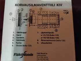 Korvausilmaventtiili, LVI ja putket, Rakennustarvikkeet ja työkalut, Lappeenranta, Tori.fi