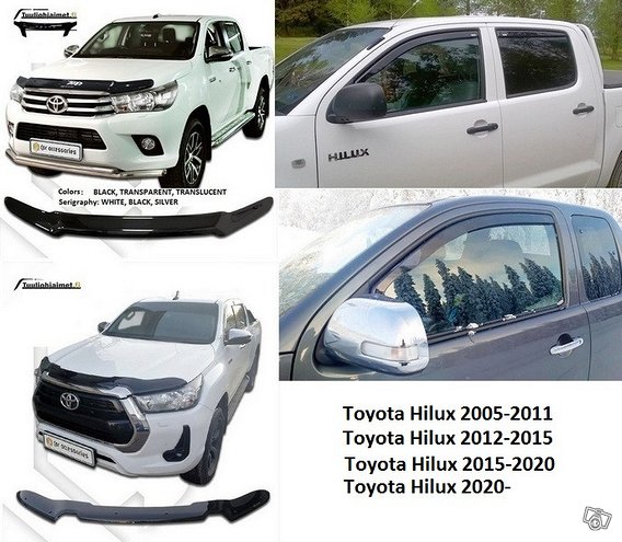 Konepellin kivisuoja ja tuuliohjaimia Toyota Hilux