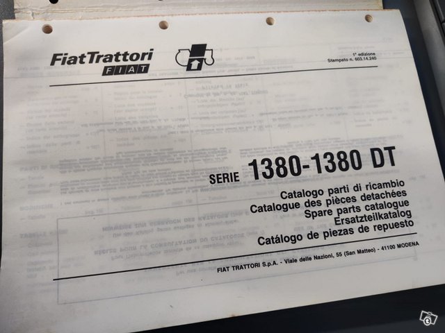 Fiat 1380 ja 1380DT varaosakirja traktoriin 2