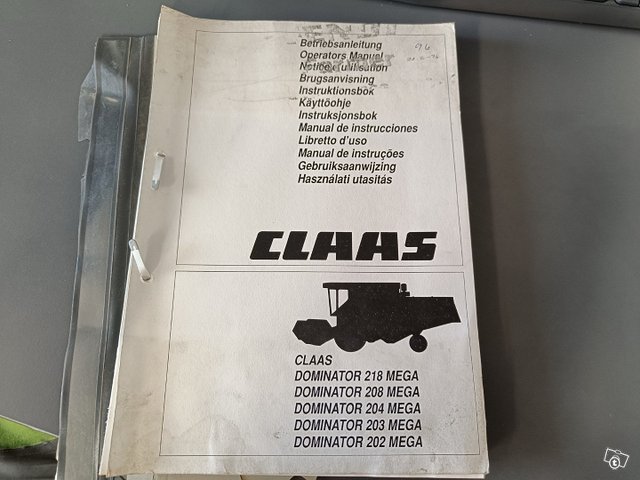Claas Dominator Mega leikkuupuimurin ohjekirja