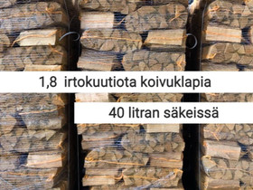 1,8 irtokuutio koivuklapia 40 litran säkeissä, Maatalous, Vihti, Tori.fi