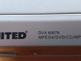 United DVX 4067K mpeg4 dvd cd mp3 soitin, Kotiteatterit ja DVD-laitteet, Viihde-elektroniikka, Jyväskylä, Tori.fi