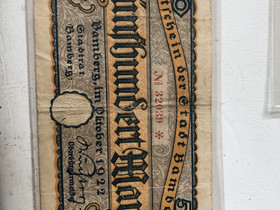 BanknoteSaksa Bamberg 500 Mark City building 1922, Rahat ja mitalit, Keräily, Riihimäki, Tori.fi