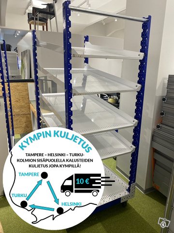 Flexqube läpivirtaushylly / hyllyvaunu / varastokärry, kuva 1