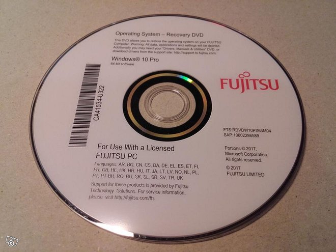 Fujitsu restore disk