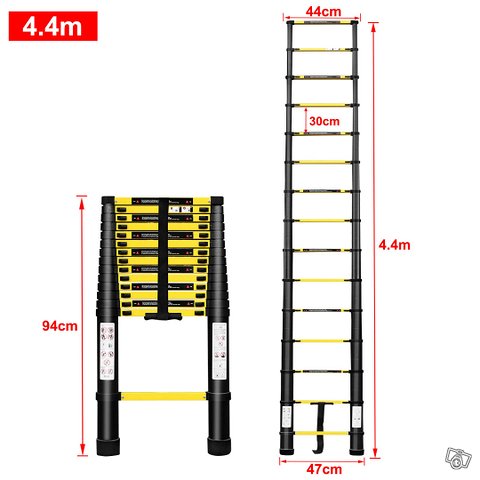 4.4 metrin teleskooppitikkaat